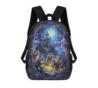 sinyumoney A Fantasy Meeting Raccoon Kids Backpack, Kids School Bag 3D Printed School Backpacks for Boys And Teenager School Students 17inch