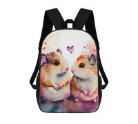 sinyumoney A Hamster Couples Romance 3D Printed Children's School Backpack for Kids High Capacity Travel Rucksacks Book Bags Kids School Bag Back Pack 17inch