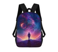 sinyumoney A Man Standing in Space Backpack 3D Printed Kids School Backpack High Capacity Travel Backpacks Book Bags Kids Backpack 17inch