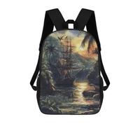 sinyumoney A Pirate Ship Sails School Backpack Large Water Resistant Laptop Backpack for Teenage Girls Boys Women Men 17inch