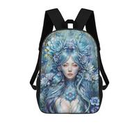 sinyumoney A Portrait of Girl Floral Backpacks Kids Student Schoolbag,3D Printed Backpacks,Elementary And Middle School Students Backpacks for Boys Girls 17inch
