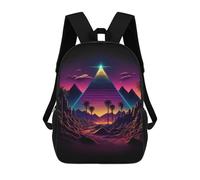 sinyumoney A Retrowave Pyramid Backpack 3D Printed Children's School Backpack Kids Travel Backpacks High Capacity Book Bags Children's Backpack Rucksack 17inch