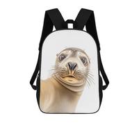 sinyumoney A Seal Taking A Selfie Children's School Backpack 3D Printed for Kids Travel Rucksacks Book Bags for Boys Elementary School Students 17inch