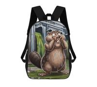 sinyumoney A Sweaty Beaver Caught in A Sticky Situation. Kids School Backpack 17 Inch School Bag 3D Printed School Bag for Boys Elementary And Middle School Students