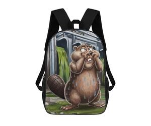 sinyumoney A Sweaty Beaver Caught in A Sticky Situation. Kids School Backpack 17 Inch School Bag 3D Printed School Bag for Boys Elementary And Middle School Students