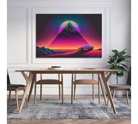 sinyumoney A Synthwave Desert Cruise Art Work for Home Walls Wall Decor Ready to Hang for Bathroom Toilet Decor Large Canvas Wall Art for Living Room 12x18inch(30x45cm)