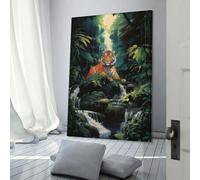 sinyumoney A Tiger at The Waterfall Wall Pictures Living Room Home Office Kitchen Gallery Corridor Bathroom Wall Decor Ready To Hang Living Room Canvas 24x36inch(60x90cm)