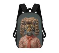 sinyumoney A Tiger with Curly Hair 3D Printed Kids Backpacks Boys Fashion School Bag Travel Backpacks School Bags for Boys Elementary School Students 17inch
