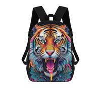 sinyumoney A Vibrant, Artwork Featuring An Ornate Tiger with Intricate Patterns And Vivid School Bags Rucksack Casual Daypacks School Work Travel Bag for Campus Outdoor Travel Sports 17inch