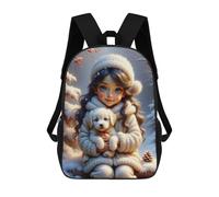sinyumoney A Whimsical Scene Featuring A Joyful Girl with Strikingly Large, Expressive Blue Eyes And 17 Inch Kids Backpack Fashion Fun Backpack Book Bag for Boys And Teenager 3D Printed for Boys
