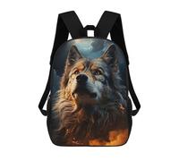 sinyumoney A Wolf in The Starry Sky Kids School Backpack School Bag 3D Printed School Bag for Boys Elementary And Middle School Students 17inch