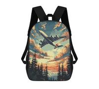 sinyumoney A380 Plane Flying Sky Tree School Backpack for Girls 17inch Casual Daypack Lightweight Rucksack Boy Girl Backpack for Middle School Students