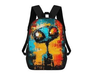 sinyumoney Abstract Alien Contemporary Expressionist Portrait Kids' Backpack 3D Printing School Bag Boys Cool Daypacks Casual Knapsack Fun Back Bag for Kids And Teenager 17inch