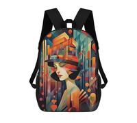 sinyumoney Abstract Art Deco Woman Backpack School Rucksack Casual Daypacks School Work Travel Bag for Boys/Girls/Teenagers 17inch