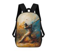 sinyumoney Abstract Baseball Player - Dynamic Sports Art Backpacks Kids 17inch School Backpack School Bag 3D Printed School Bag for Boys Elementary And Middle School Students