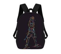 sinyumoney Abstract Basketball Player Backpack with Pocket 3D Printed Backpacks, Travel Rucksacks Book Bags Kids School Bag 17inch