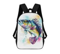 sinyumoney Abstract Bass Fish Art Backpack School Daypacks Business Backpack Water Resistant Bookbag for Girls Boys Teenage 17inch