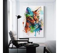 sinyumoney Abstract Bengal Cat Wall Pictures Bedroom for Gifts Bathroom Home Kitchen Office Decor Canvas Art 20x30inch(50x75cm)