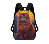 sinyumoney Abstract Cat 2 Backpack School Bag Secondary Causal Travel High School Bags for Camping Outdoor Adventures And Daily Travel 17inch