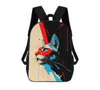 sinyumoney Abstract Cat Portrait with Bold Colors 3D Printed 17inch Kids School Backpack School Bag Fashion Rucksacks for Boys Elementary And Middle School Students