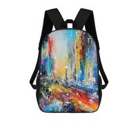 sinyumoney Abstract Cityscape 6 17 Inch Kids Backpack Fashion Fun Backpack Book Bag for Boys And Teenager 3D Printed for Boys