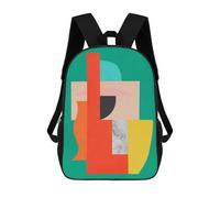 sinyumoney Abstract Collage 3 Children's Backpack, 3D Printed School Backpack, Backpack for Boys Girls, Adjustable School Bag for Primary School 17inch