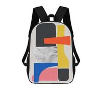 sinyumoney Abstract Collage 5 3D Printed School Backpack Casual Children's Backpacks 3D Printed School Bag for Boys Elementary And Middle 17inch