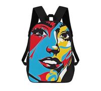sinyumoney Abstract Colorful Face Art Rucksack Fashion Stationery Backpack Waterproof Casual Daypacks for Teenage Girls Boys Women Men 17inch