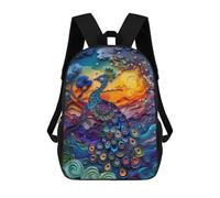 sinyumoney Abstract Colorful Peacock Backpacks Kids School Backpack School Bag 3D Printed Fashion School Bags for Boys Elementary And Middle School Students 17inch