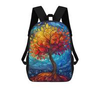 sinyumoney Abstract Colorful Tree Backpacks Kids Student Schoolbag,3D Printed Backpacks,Elementary And Middle School Students Backpacks for Boys Girls 17inch