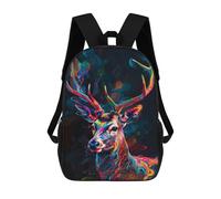 sinyumoney Abstract Deer Rucksacks 3D Printed Children 17inch Backpacks Fashion Casual Daypack Travel Bags Outdoor Casual Daypack for Boy And Girl