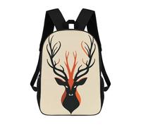 sinyumoney Abstract Deer Vector Portrait with Bold Antlers 3D Printed Kids Backpacks Boys Fashion School Bag Travel Backpacks School Bags for Boys Elementary School Students 17inch