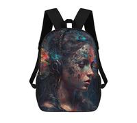 sinyumoney Abstract Digital Portrait with Headphones Children's Backpacks School Backpack 3D Printed Backpack for Kids Travel Rucksacks Book Bags Kids School Bag 17inch