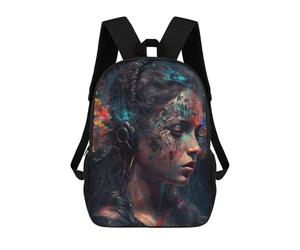 sinyumoney Abstract Digital Portrait with Headphones Children's Backpacks School Backpack 3D Printed Backpack for Kids Travel Rucksacks Book Bags Kids School Bag 17inch
