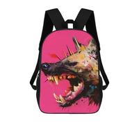 sinyumoney Abstract Dog Portrait on Pink Background Backpack School Lightweight Casual Daypack School Backpacks for School/Work/Travel 17inch
