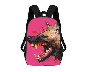 sinyumoney Abstract Dog Portrait on Pink Background Backpack School Lightweight Casual Daypack School Backpacks for School/Work/Travel 17inch
