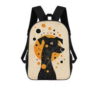 sinyumoney Abstract Dog Vector Portrait with Orange Circle Children's Backpacks School Backpack 3D Printed Backpack for Kids Travel Rucksacks Book Bags Kids School Bag 17inch