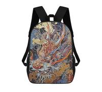 sinyumoney Abstract Dragon Chinese Backpack School Bag Lightweight Schoolbag Dayback Bookbag College for Girl, Teen Girls 17inch