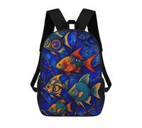 sinyumoney Abstract Fantasy #61 - Colorful Fish Stained Glass Style Backpack School Fashion Stationery Backpack Waterproof Casual Daypacks for Boys/Girls/Teenagers 17inch