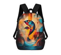 sinyumoney Abstract Fish Art - Geometric Nature Design in Vibrant Colors Backpack School Fashion Stationery Backpack Waterproof Casual Daypacks for Boys/Girls/Teenagers 17inch
