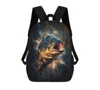 sinyumoney Abstract Fish Painting Angler Art for Fish Lovers Backpack School Lightweight Schoolbag Dayback Bookbag College for Men, Women & Teenage Boys 17inch