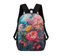 sinyumoney Abstract Floral Art Print Backpacks 3D Printed 17inch Kids School Backpack Outdoor Casual Daypack Casual Travel Bags for Middle School Students