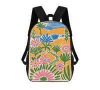 sinyumoney Abstract Floral Landscape Illustration Rucksack Water Resistant School Bag Business Backpack for Boys/Girls/Teenagers 17inch