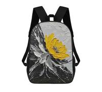 sinyumoney Abstract Floral Painting with Yellow Flower Children's Backpack, 3D Printed School Backpack, Backpack for Boys Girls, Adjustable School Bag for Primary School 17inch