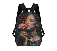 sinyumoney Abstract Floral Portrait Painting Backpack School Bag Rucksack Casual Daypacks School Work Travel Bag for Teenage Girls Boys Women Men 17inch
