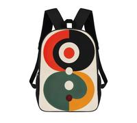 sinyumoney Abstract Geometric Composition with Circles 17 Inch Kids Backpack Fashion Fun Backpack Book Bag for Boys And Teenager 3D Printed for Boys