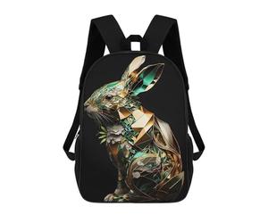 sinyumoney Abstract Geometric Rabbit Backpack 3D Printed Children's School Backpack Kids Travel Backpacks High Capacity Book Bags Children's Backpack Rucksack 17inch