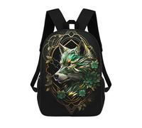 sinyumoney Abstract Geometric Wolf Backpack Kids School Bag Boys Cartoon 3D Print Students Schoolbag Laptop Daypack for Boys Girls 17inch