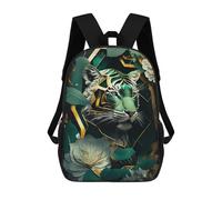 sinyumoney Abstract Gold Green Tiger School Backpack Rucksack Casual Daypacks School Work Travel Bag for Campus Outdoor Travel Sports 17inch