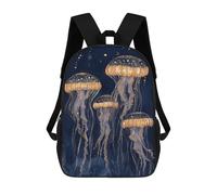 sinyumoney Abstract Golden Jellyfish Backpack School Rucksack Casual Daypacks School Work Travel Bag- Perfect for Travel, Work And Daily Use 17inch